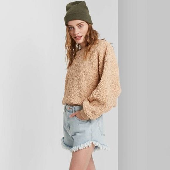5/$65  Wild Fable Womens Shorts Sz 18 Light Blue Denim Shorties High Rise Frayed - Picture 1 of 12